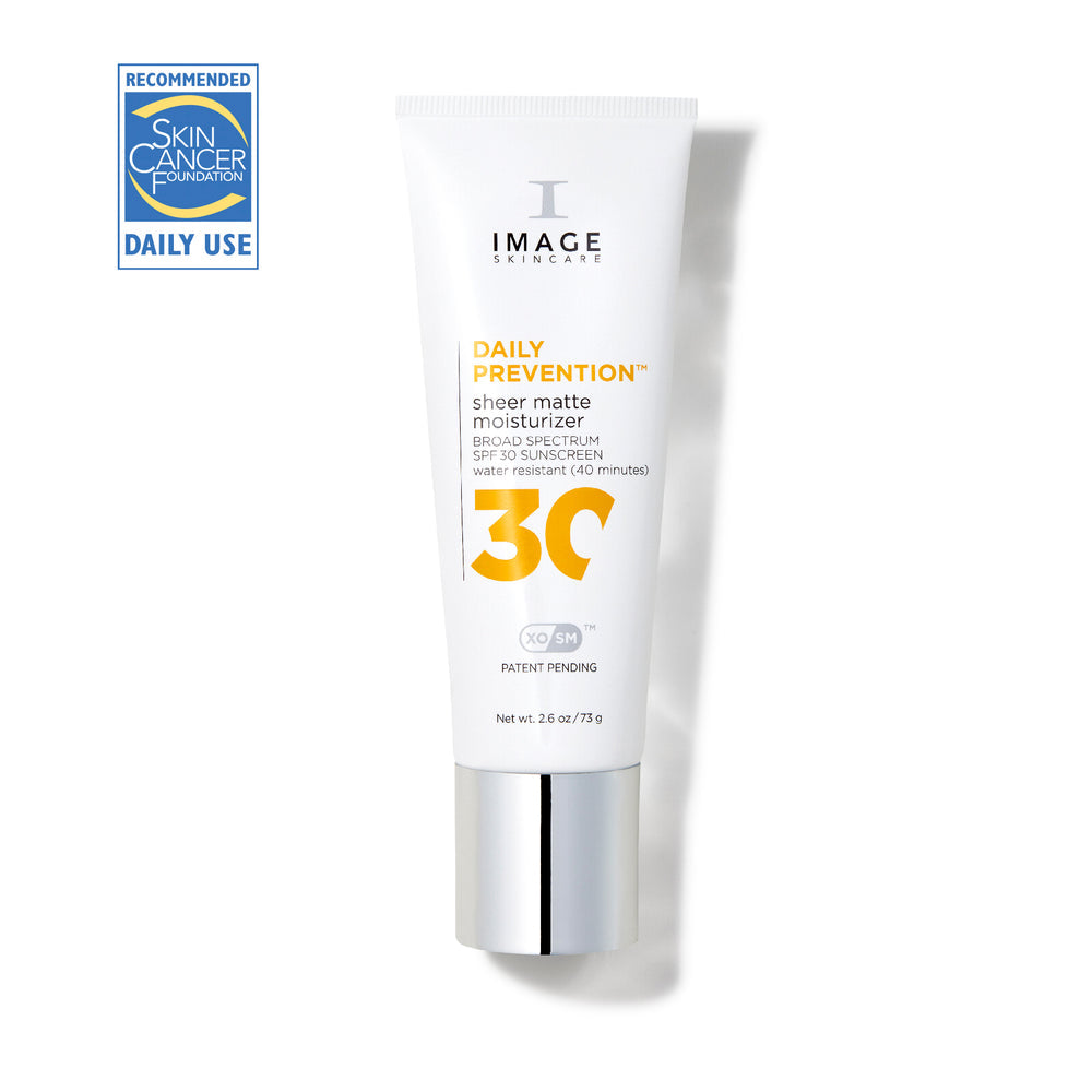 IMAGE Skincare Daily Prevention Sheer Matte Moisturiser SPF 30 sunscreen tube, 2.6 oz.